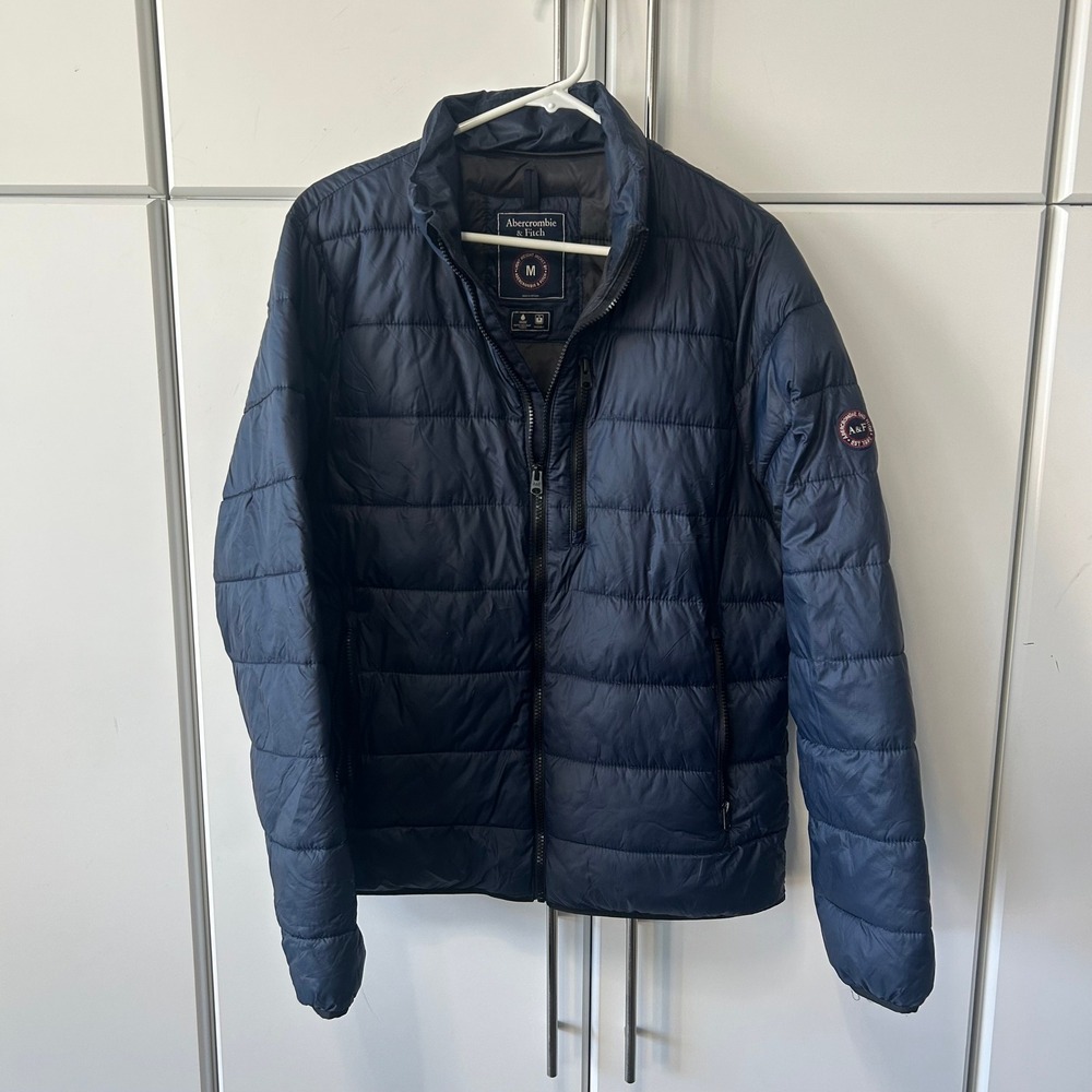 Abercrombie & Fitch Mens Navy Blue Lightweight Packable Puffer Jacket Medium